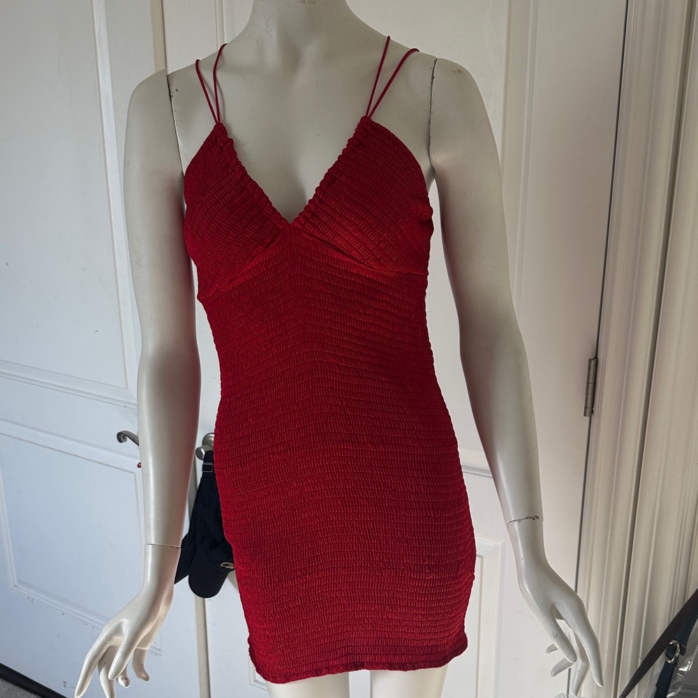Free People Vibrant Red Smocked Dress